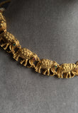 Elephant Motif Necklace Set, Antique Gold - FUSION