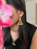 Elephant Gold Triple Jhumka Earrings - FUSION