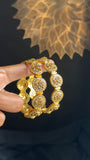Unique Connected circular temple work Antique peacock kada style Bangle Kemp Bangle South indian Bangle Antique Gold Traditional Bangle