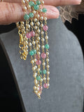 Long Pastel 5 Layered Pearl Necklace - LONG NECKLACE