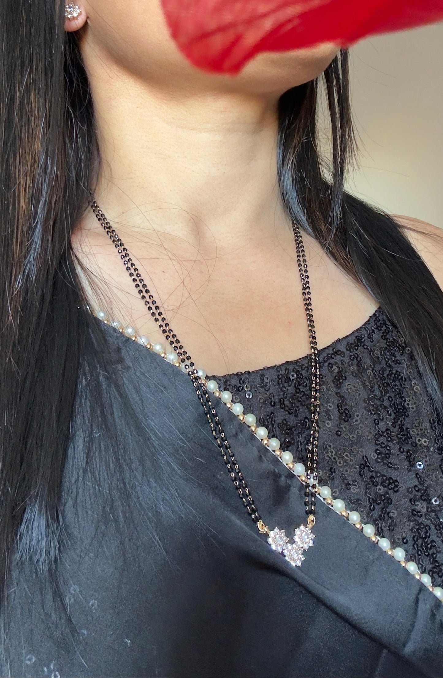 American diamond Zirconia stones Mangalsutra Set - Indian Bridal Jewelry