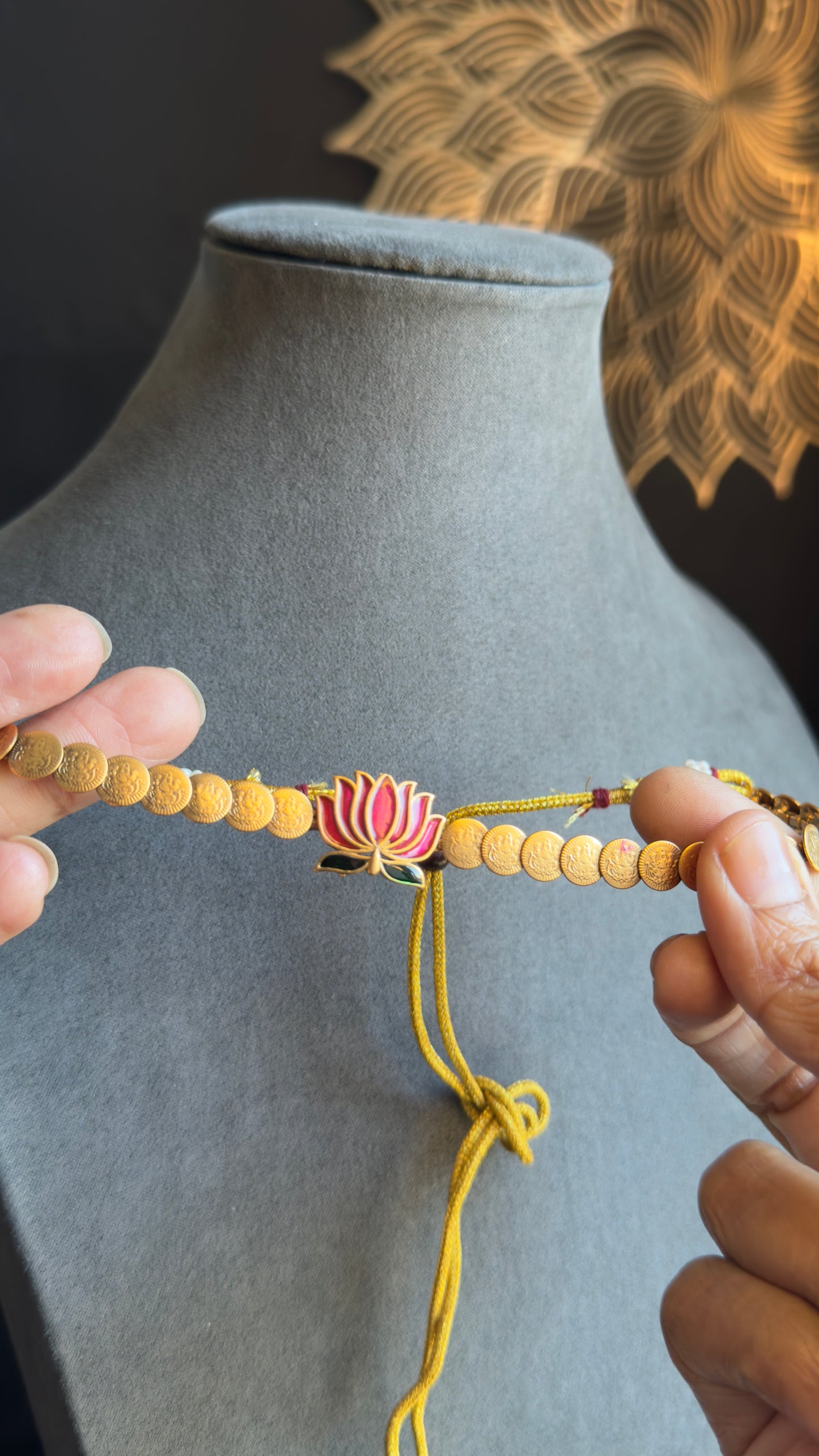 Coin decorated Lotus Necklace with Earrings Lotus Necklace Set South Indian jewelery