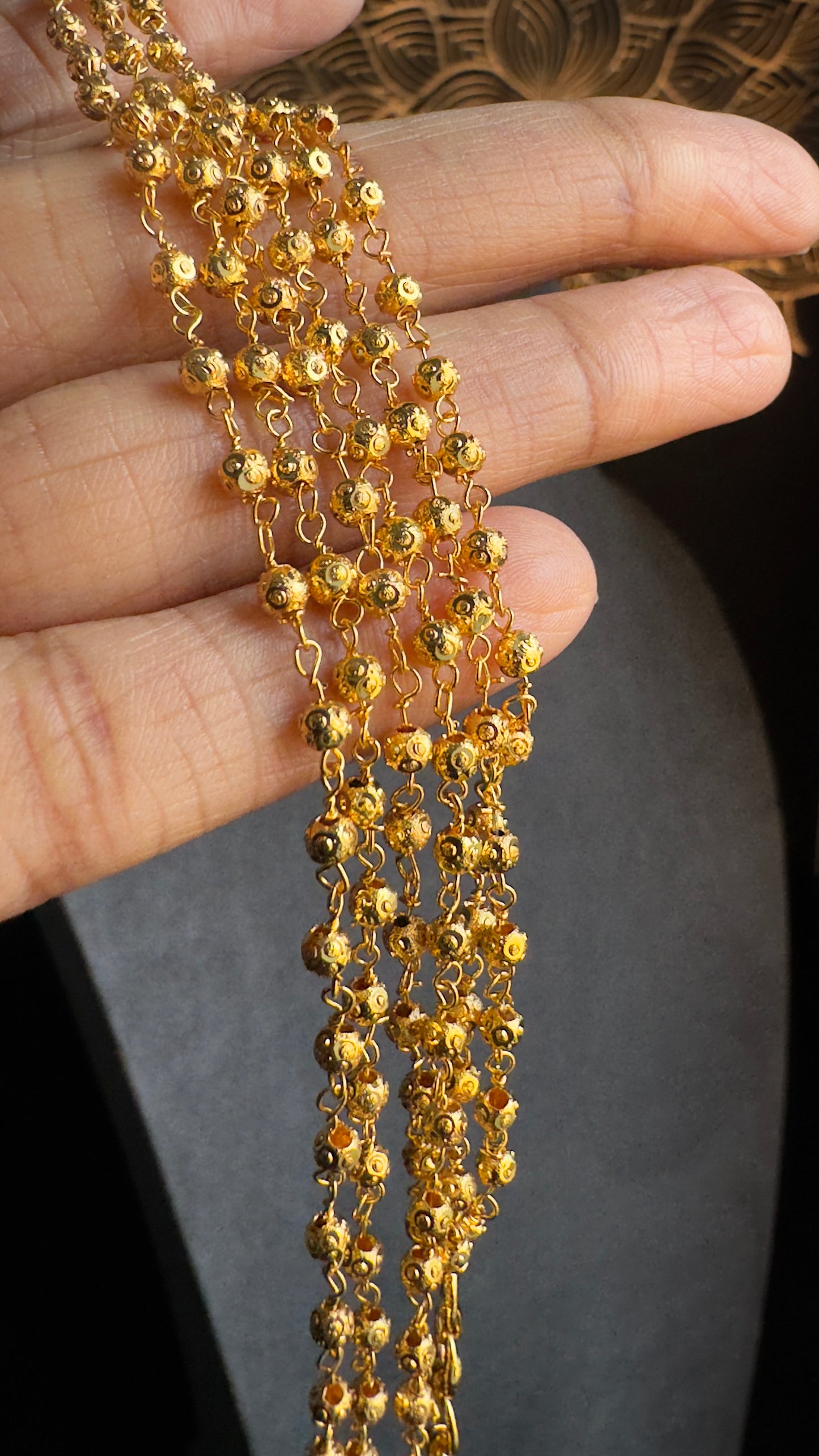 Short  Layered Gold bead Necklace - BUDGET