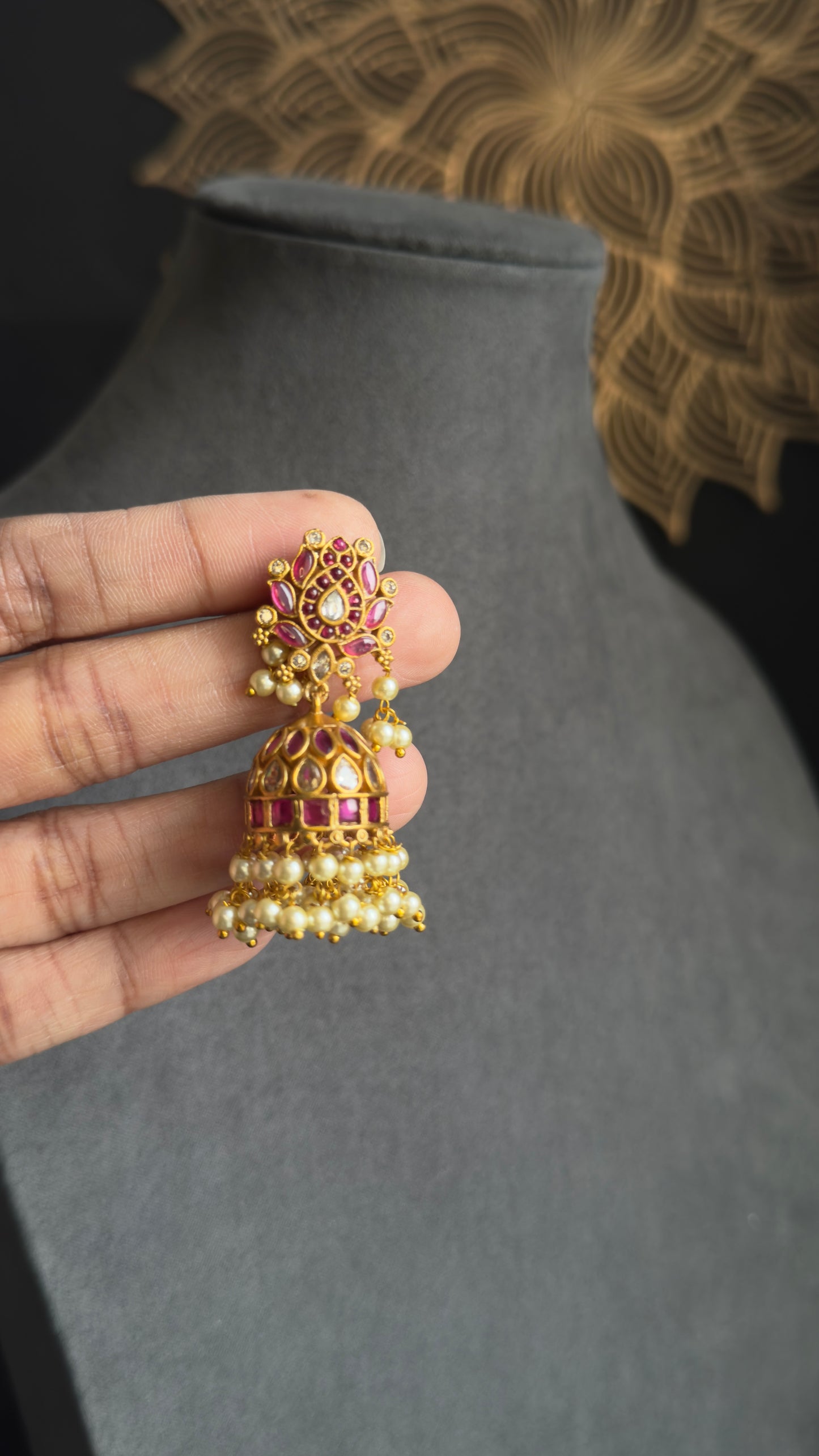 Lotus Inspired Kemp Jhumka - TRADITIONAL