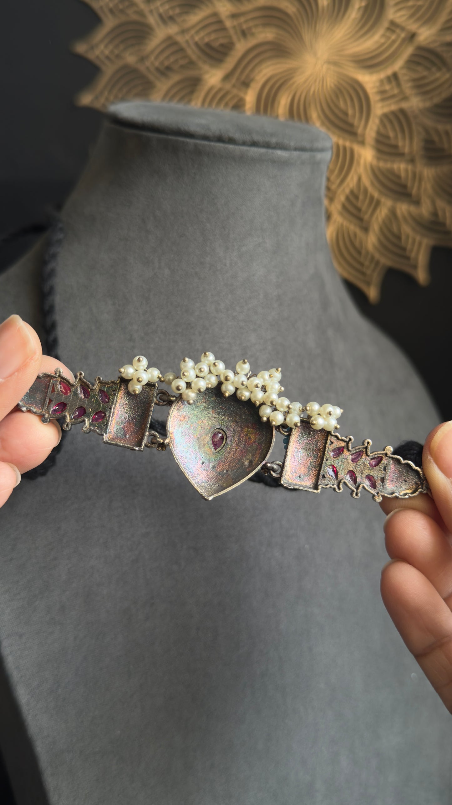 Unique Indo western Dual-Tone Silver Indian Jewelry Choker Set | Fusion