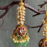 Hoop Rice pearls Long Jhumka Earrings - FUSION