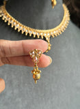 Dainty Reverse AD Necklace; Drop Jhumka - BOLLYWOOD