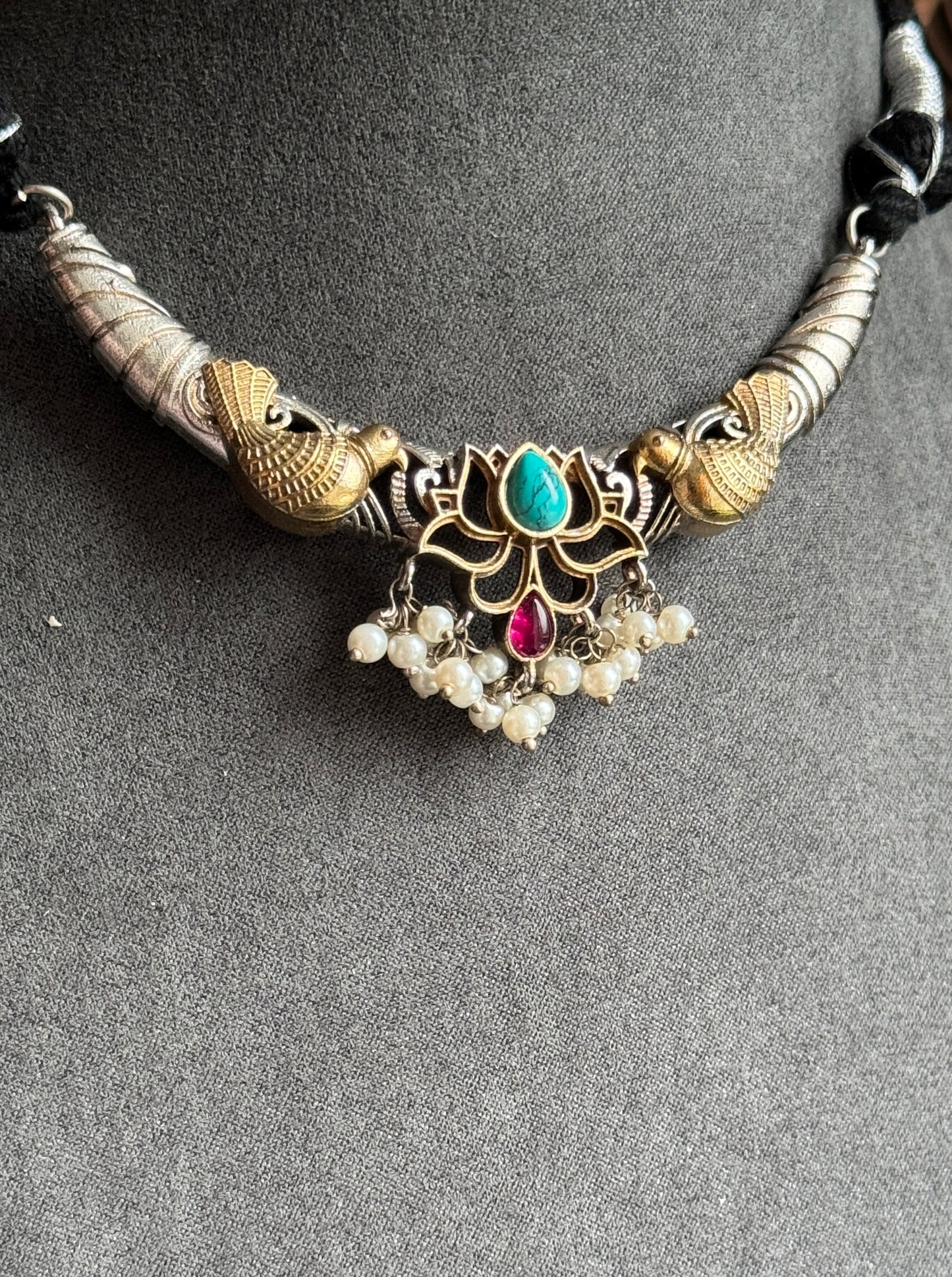 Pretty Dual-Tone Silver-plated Choker Set - FUSION