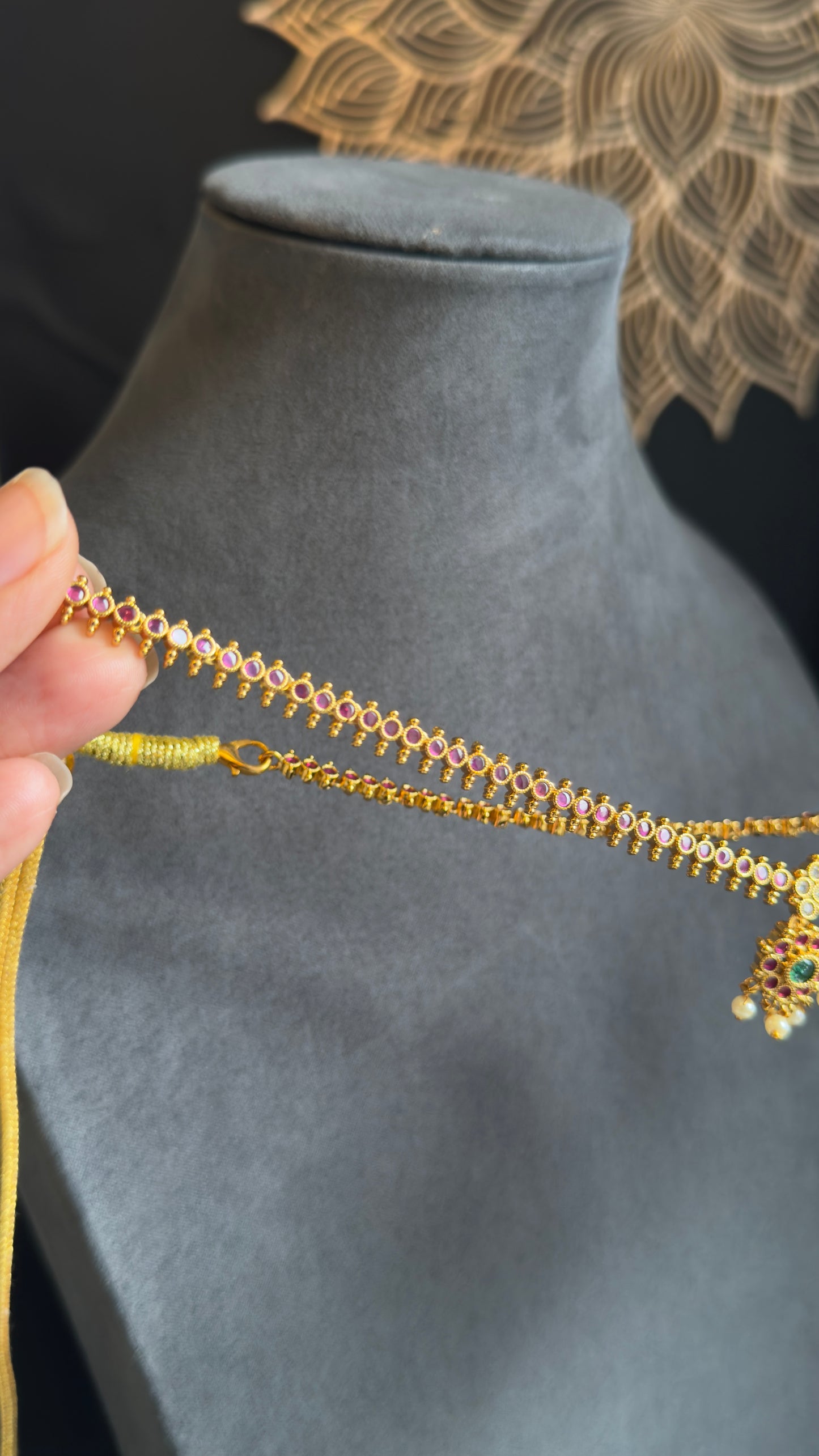 Best Selling Celebrity Traditional Kemp Atigai Set with Ruby Danglers - South Indian TRADITIONAL
