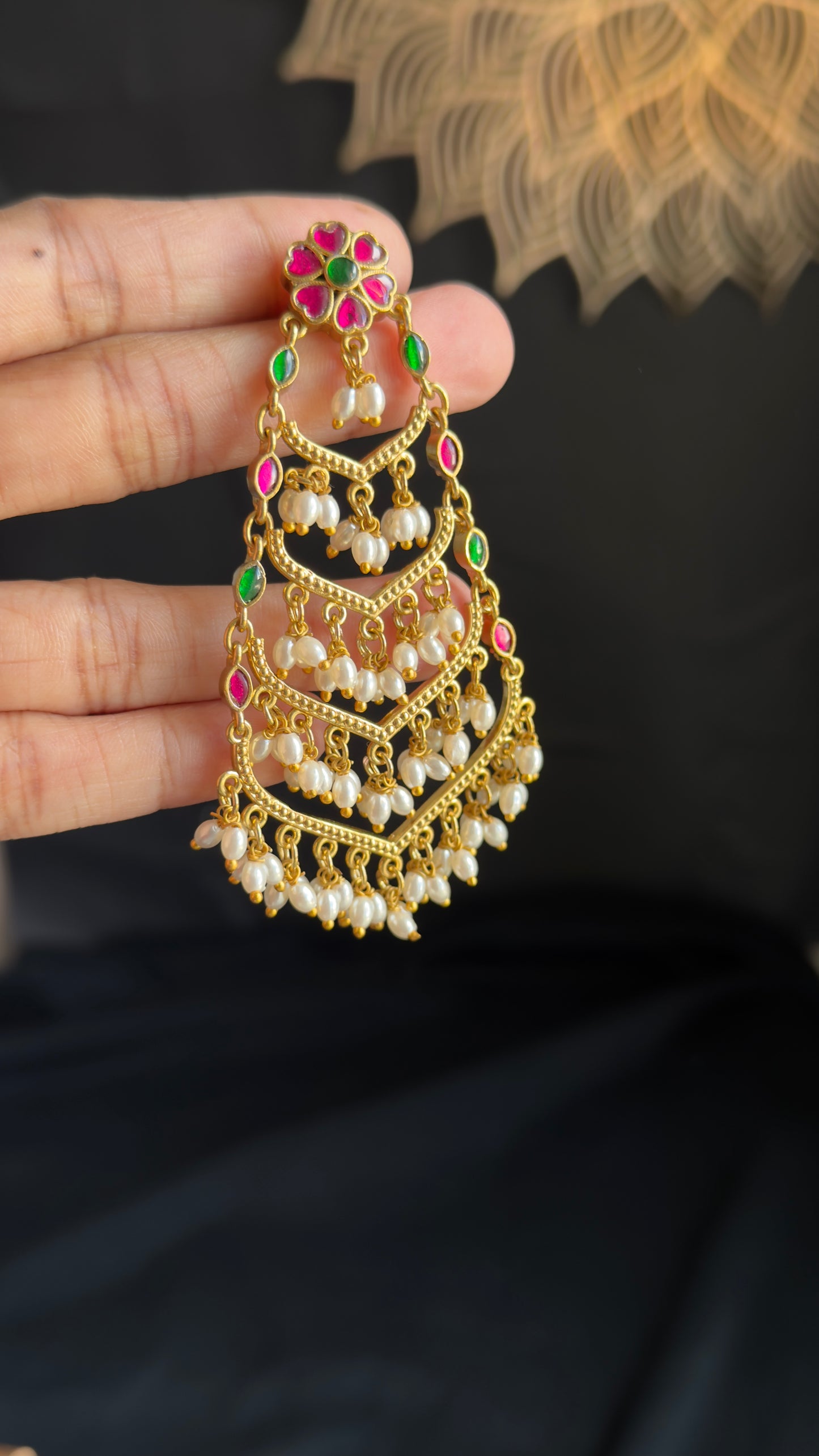 Indian Pearl Chandbali Earrings | Long Earrings
