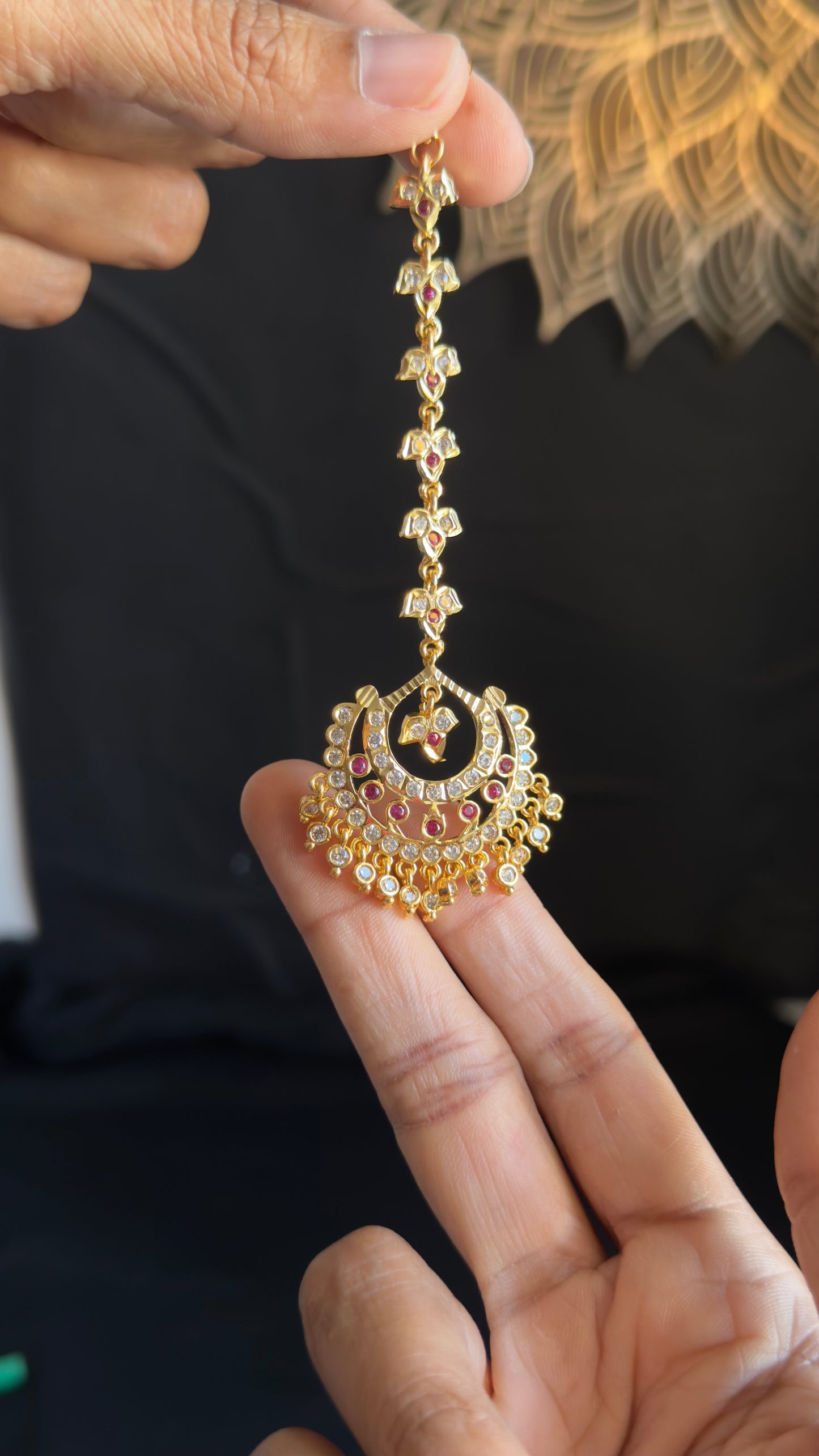 South Indian Traditional Swan Microgold Tikka | Bridal Nethichutti Forehead Jewellery