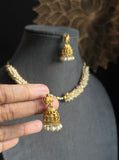 Golden cluster pearl Necklace Set - BUDGET