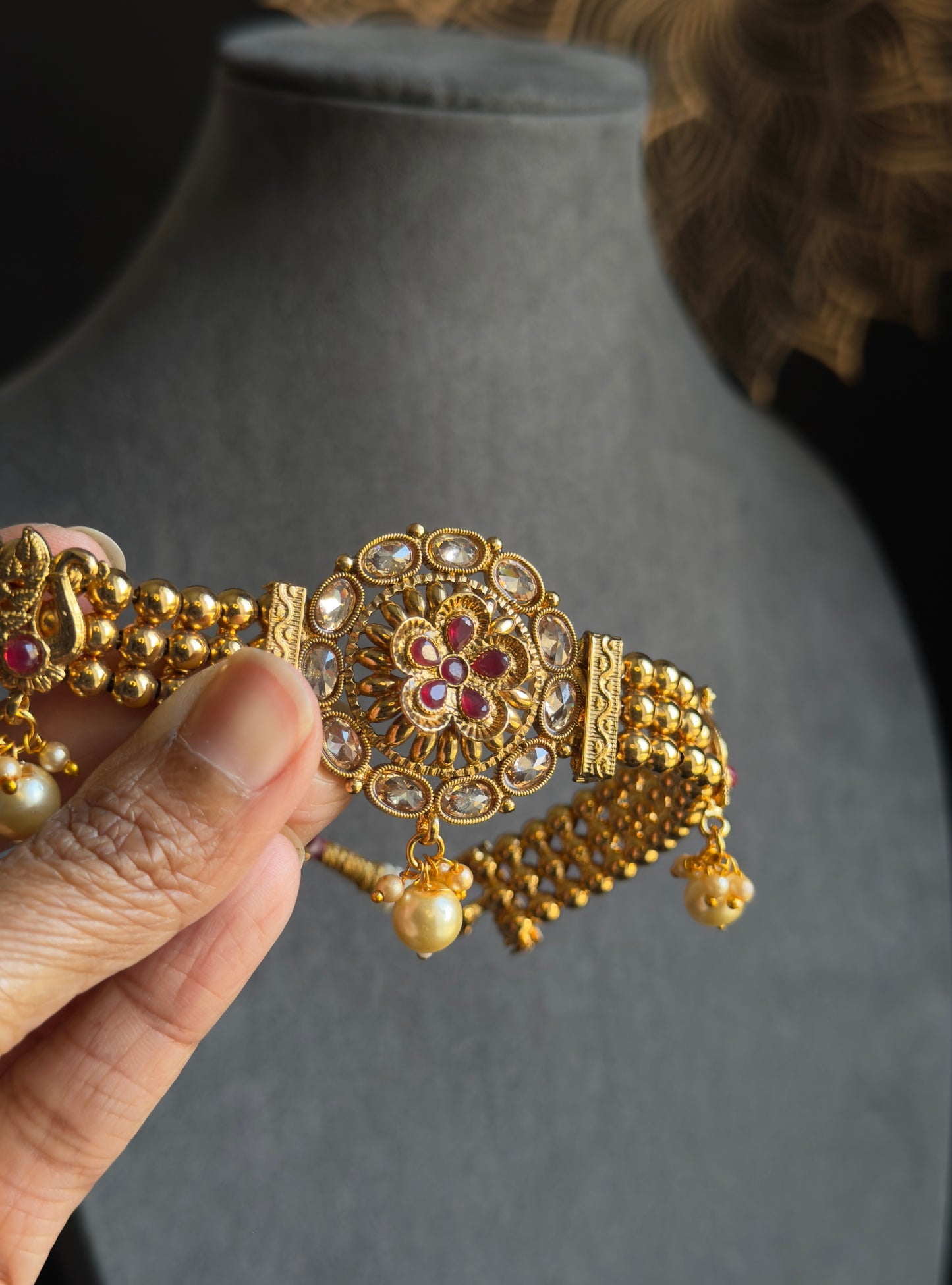 Traditional Reverse AD Choker Jhumka - BOLLYWOOD