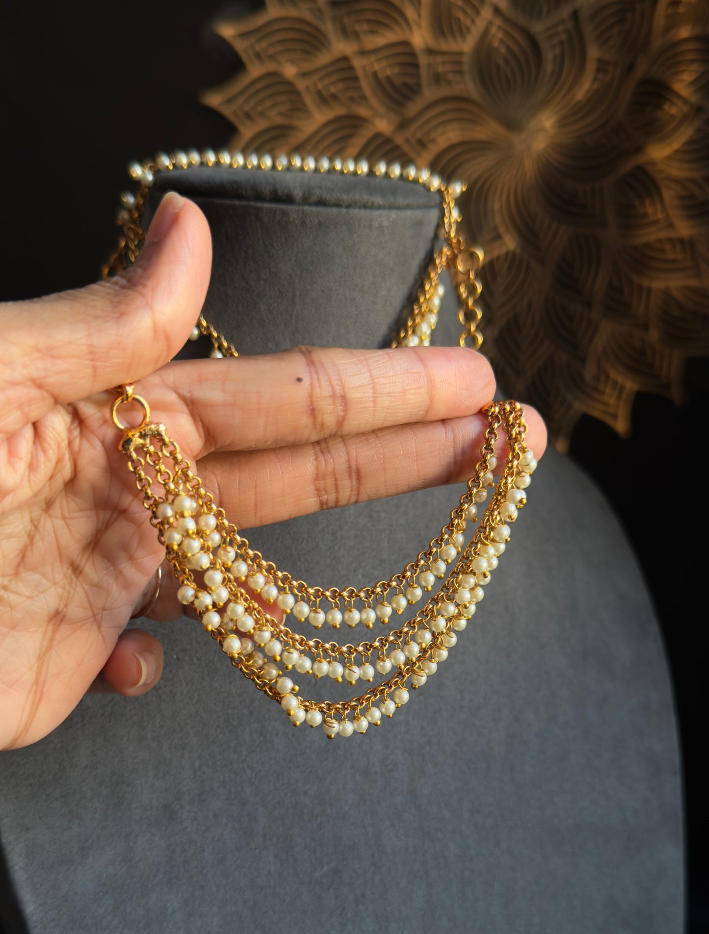 3 step Pearl Layer EarChain | Maatal Ear Support - TRADITIONAL