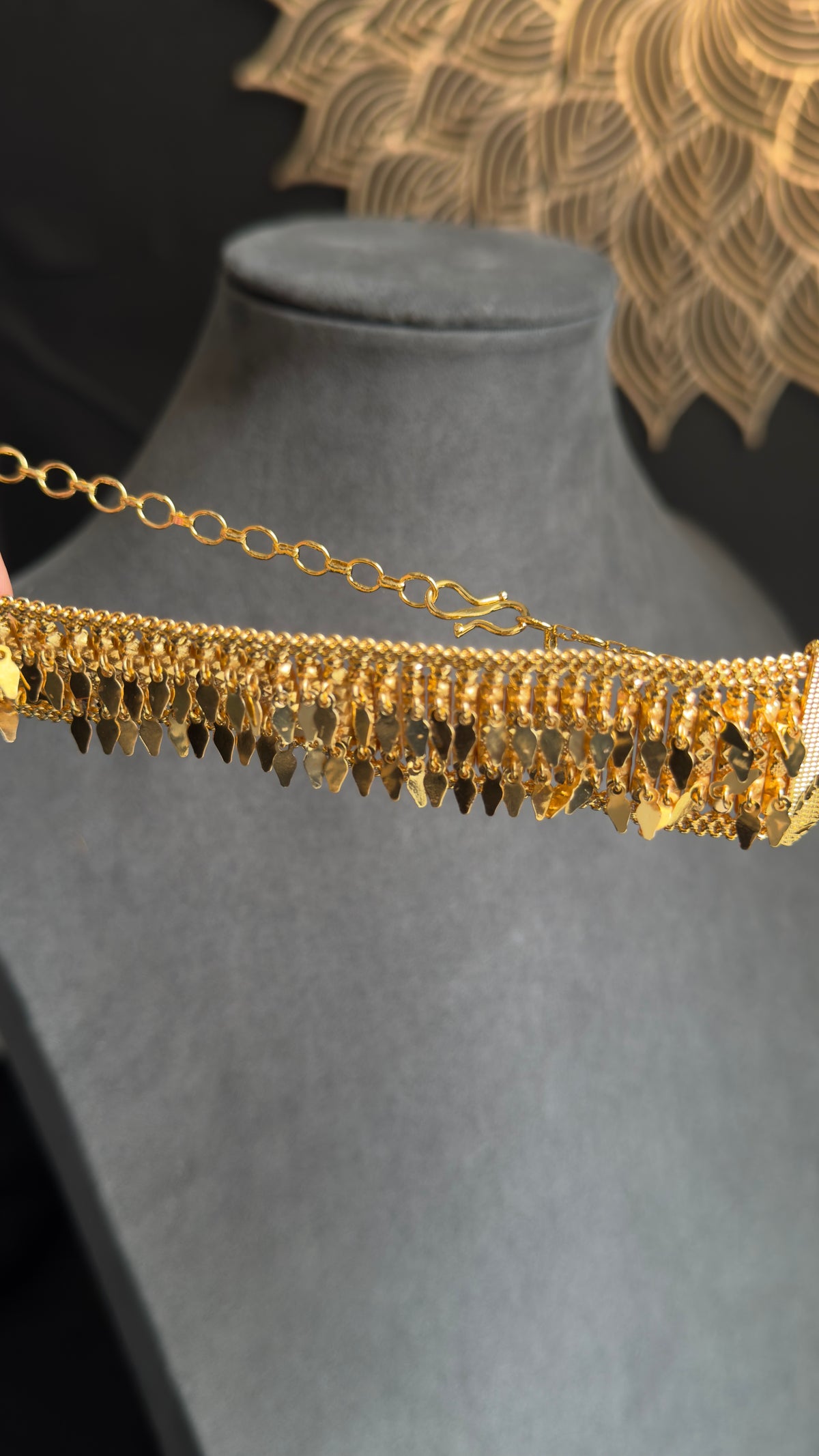 2 Line Traditional Ilakathali South Indian Gold Choker Necklace Set - TRADITIONAL