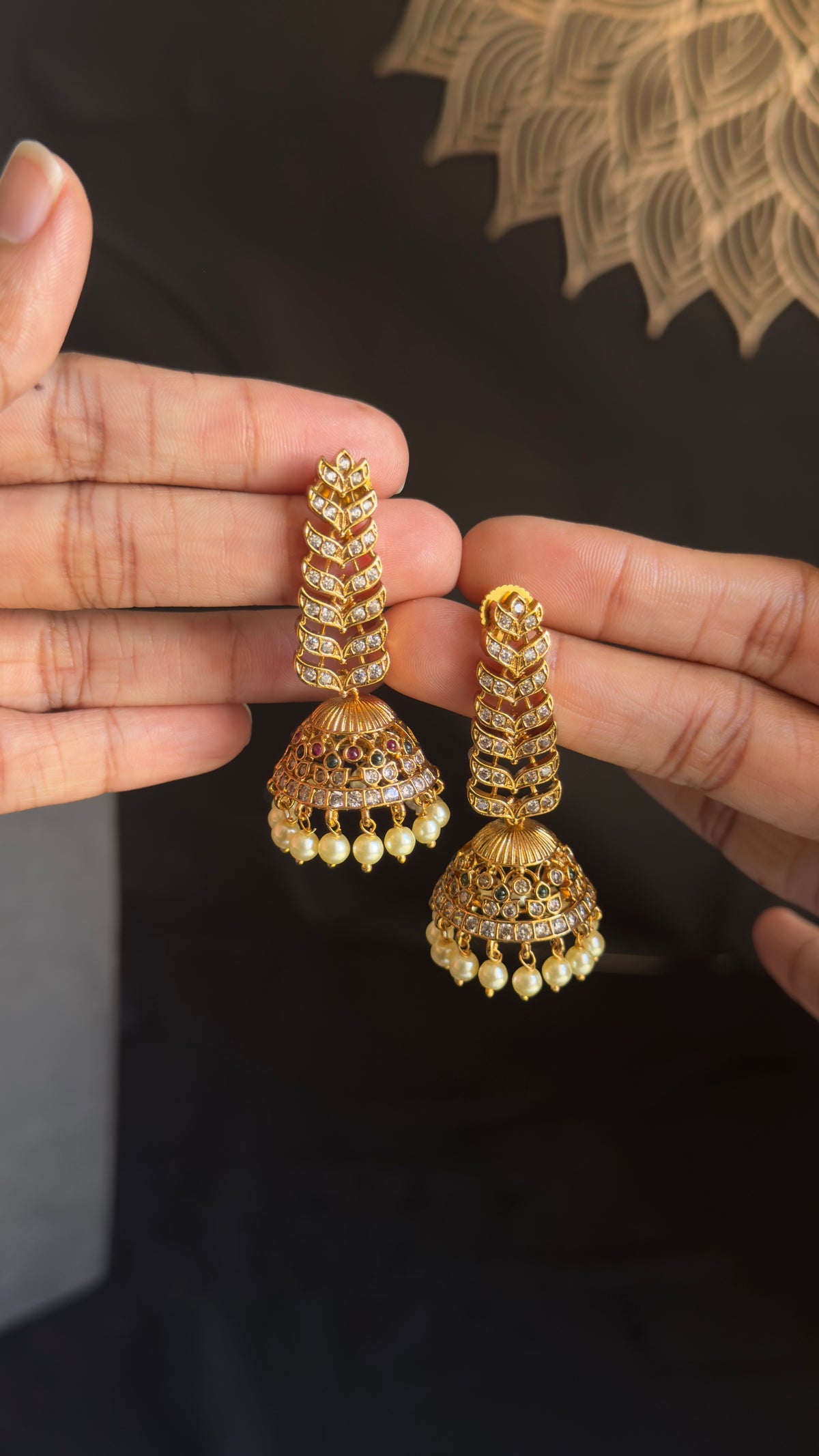 Beautiful American Diamond CZ Indian Jhumka Earrings South Indian Jewellery UK