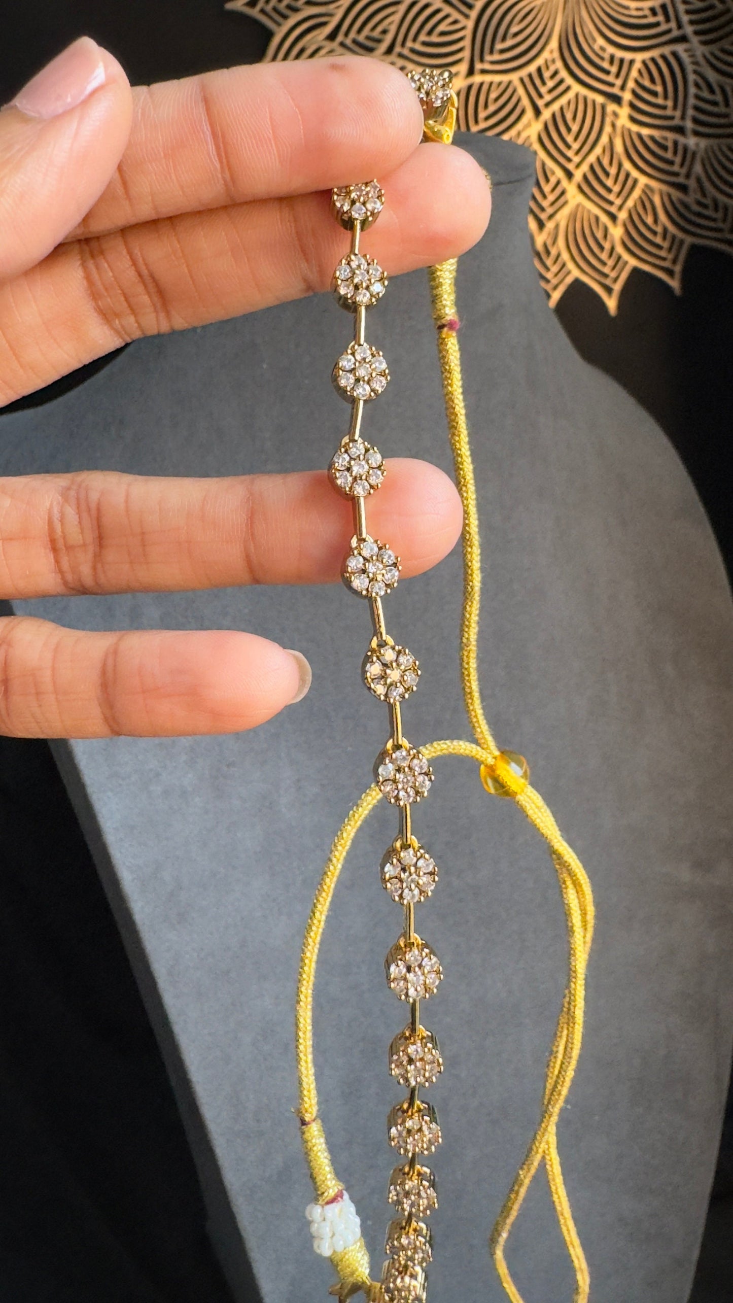 Dainty lightweight Gold Flower Necklace and stud Earrings - AMERICAN DIAMOND