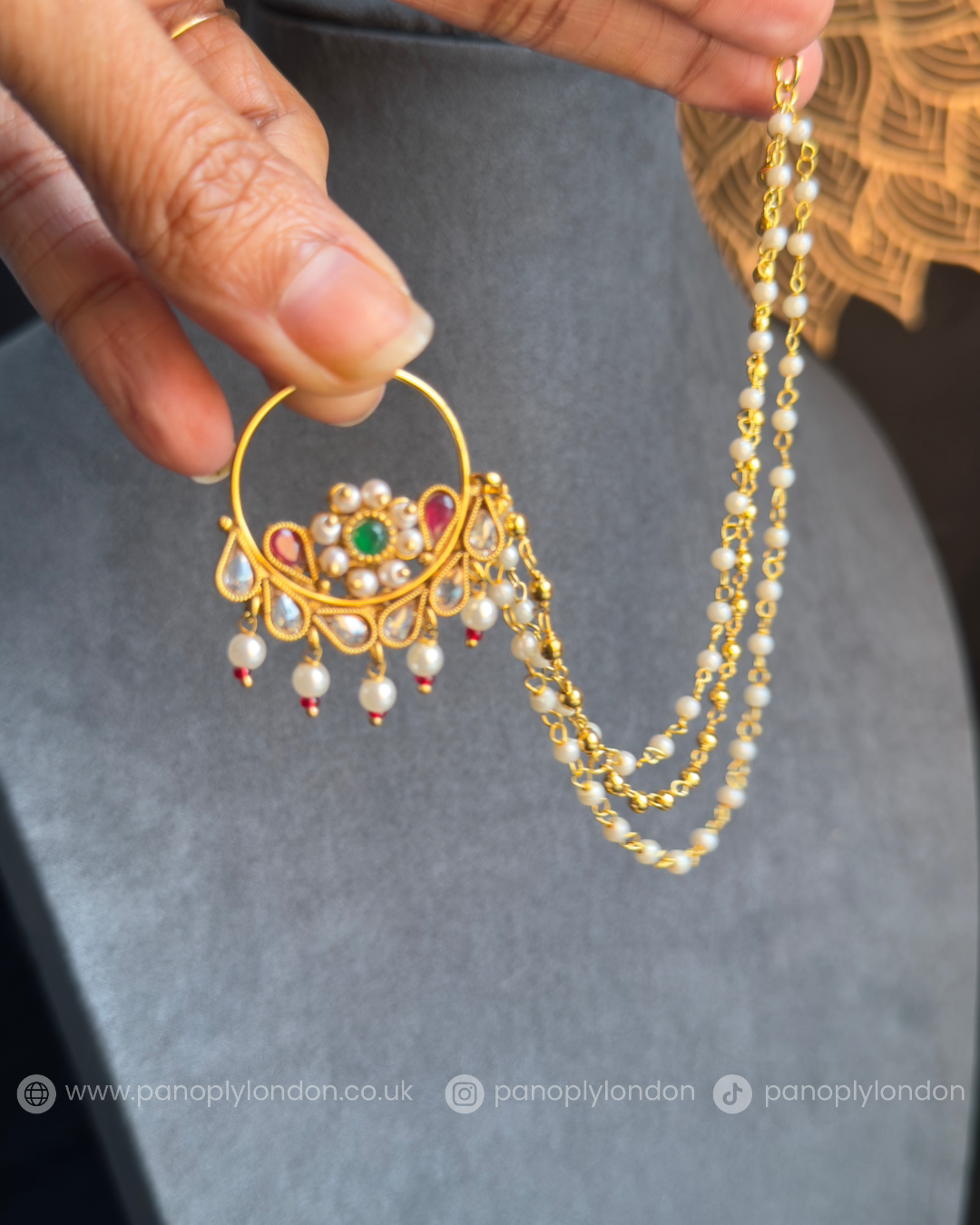 Bold Reverse AD Kundan Nose Nath - BOLLYWOOD