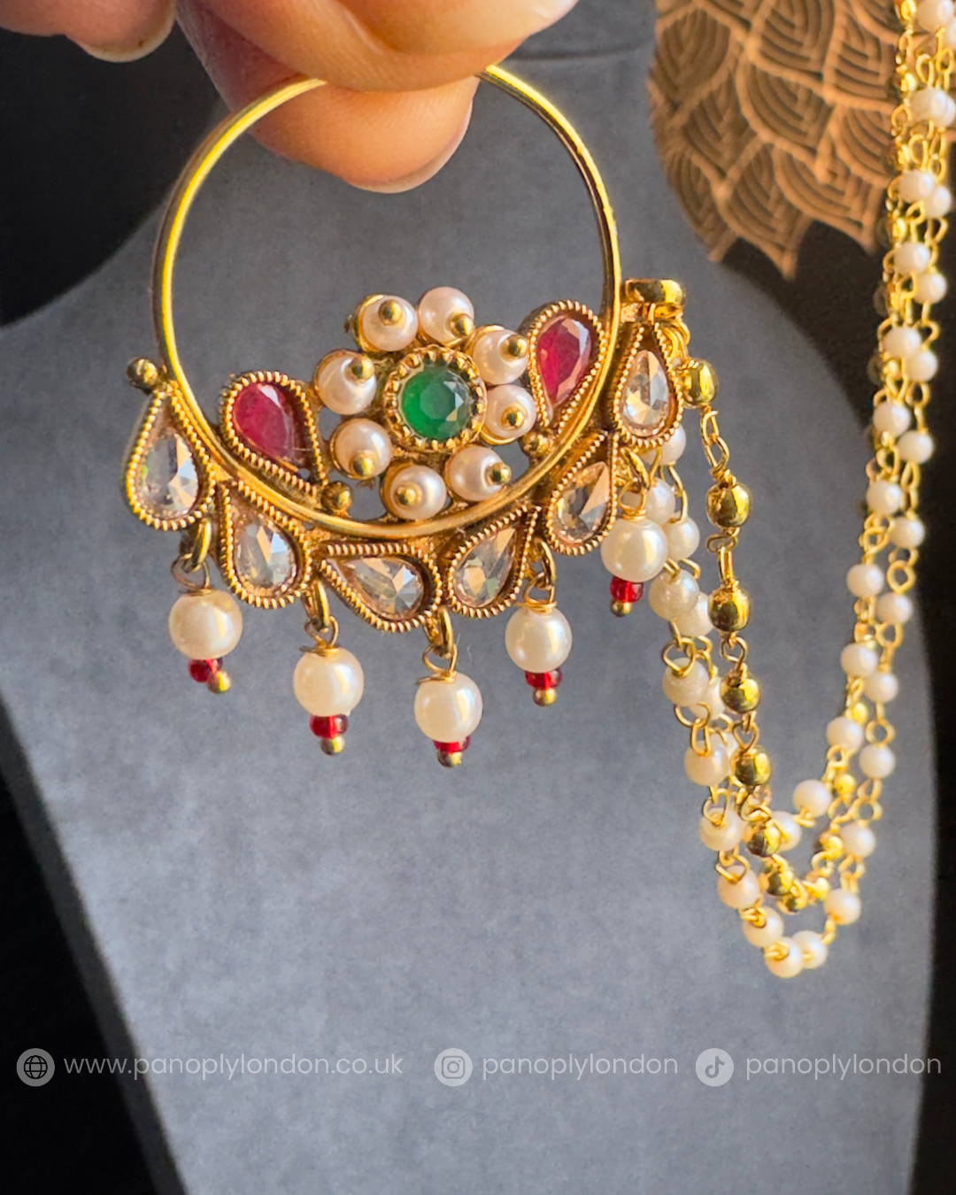 Bold Reverse AD Kundan Nose Nath - BOLLYWOOD