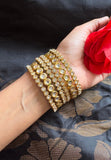 Elegant Gold Kundan Bangle Set of 6 - BOLLYWOOD