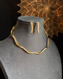 Asymmetric Matt Gold AD Hasli Necklace Set- FUSION