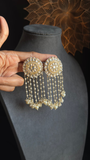 Dabi Kundan and Faux Pearl Chandbali Earrings - BUDGET