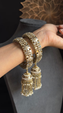 Chunky Mehendi Tone Latkan Jhumka Mirror Bangle - BOLLYWOOD