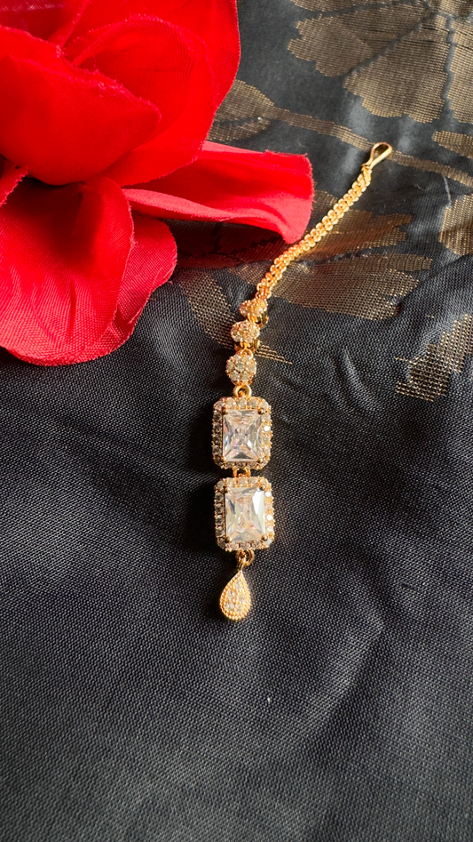 Pendant Rose Gold Cubic Zirconia Tikka | Forehead Jewelery