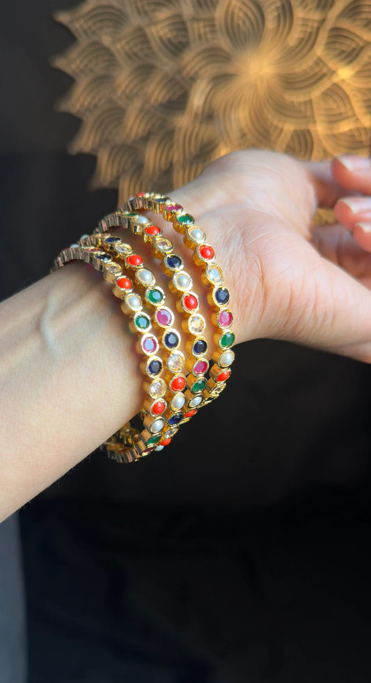 Navaratna Gemstone Bangles - TRADITIONAL