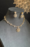 American Diamond Gold Pendant Necklace drop Earrings