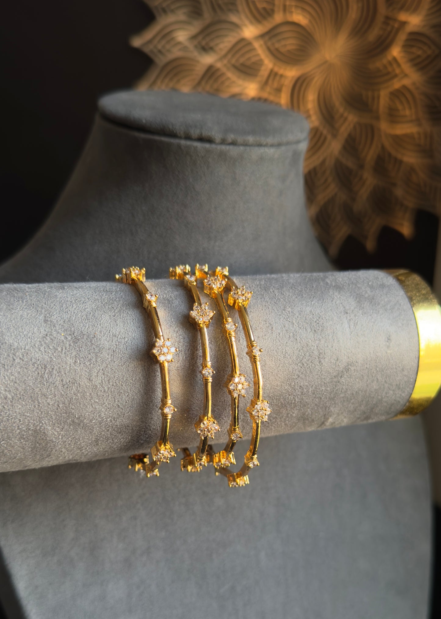 Set of 4 Dainty american diamond Antique Gold South Indian Bangle Kemp Bangle Antique indian bangle- TRADITIONAL