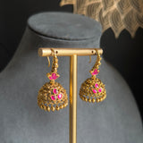 Hoop Style Jadau Gold plated South Indian Earrings Jhumka