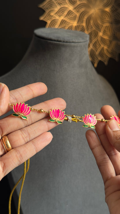 Manju warrier Inspired Lotus Necklace with Earrings Lotus Necklace Set South Indian jewelery-  -  BUDGET