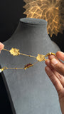 Manju warrier Inspired Real kemp Lotus Necklace with Earrings Lotus Necklace Set South Indian jewelery- Premium