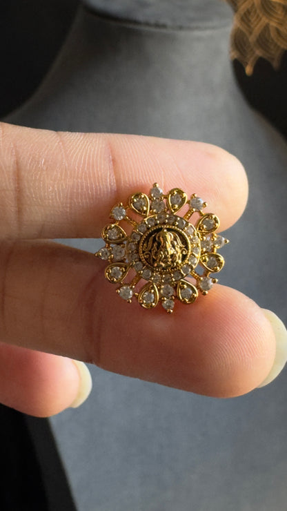 Goddess Lakshmi American diamond Stud Earrings Gold South Indian Earrings TEMPLE