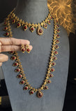 Bridal Set Long and short Palakka Kerala Manga palakka Neckpiece- Vine Gold South Indian jewelry long Necklace Set - TRADITIONAL- Vine Gold South Indian jewelry long Necklace Set - TRADITIONAL (Copy)