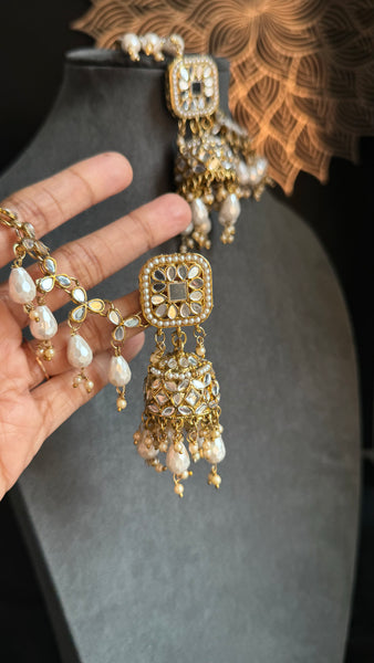 Bahubali Faux Kundan and Pearl Jhumka Earrings  - BOLLYWOOD