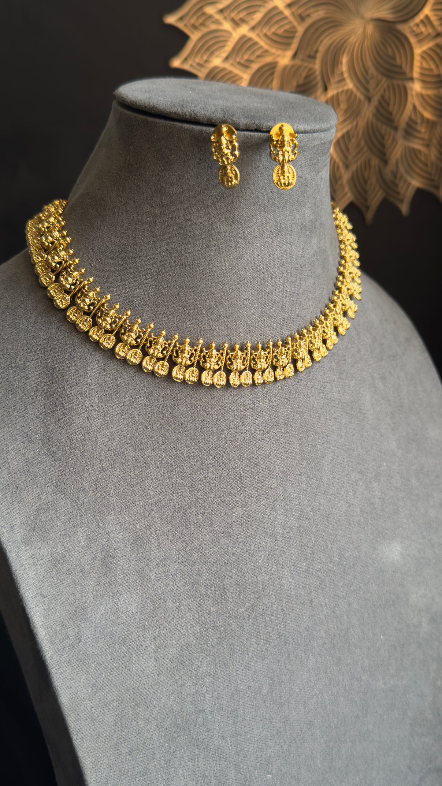 Nagshi Coin Lakshmi Necklace Set- TEMPLE
