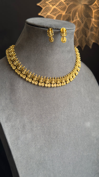 Nagshi Coin Lakshmi Necklace Set- TEMPLE