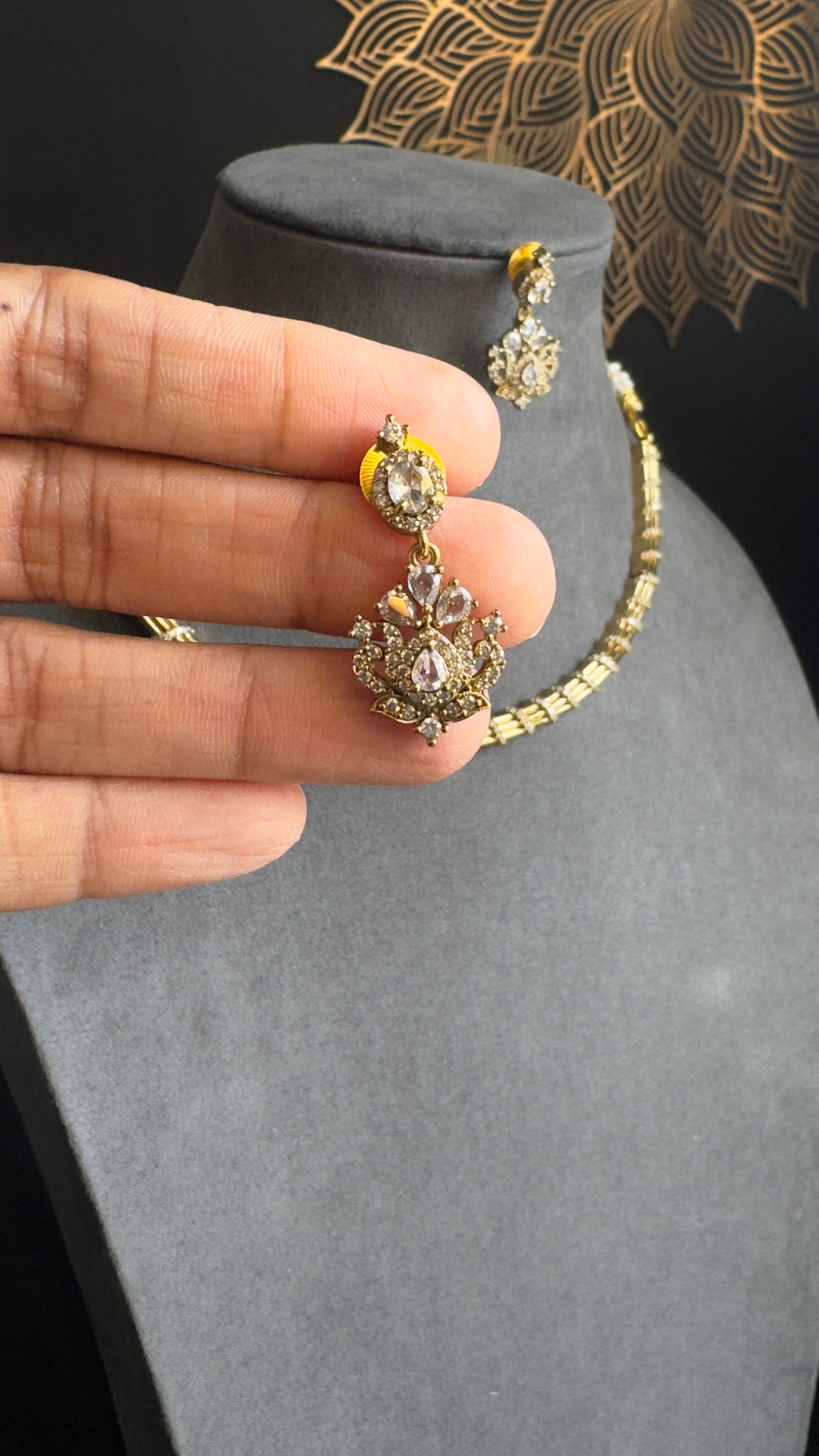 AD Hasli South Indian Jewelry Gold Necklace Set - FUSION