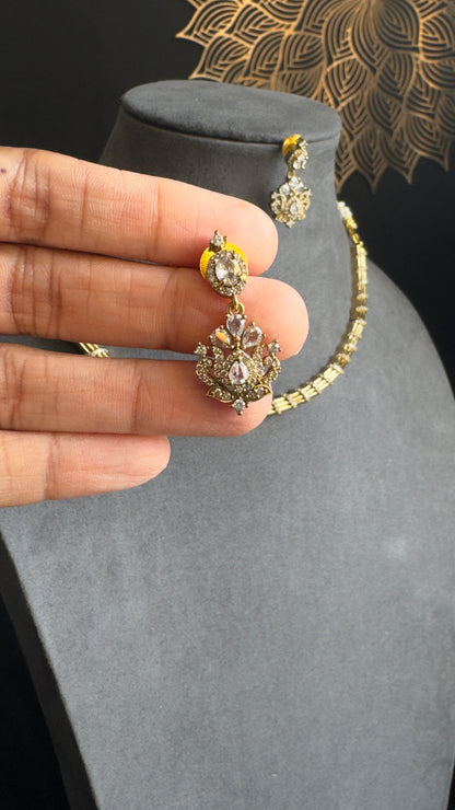AD Hasli South Indian Jewelry Gold Necklace Set - FUSION