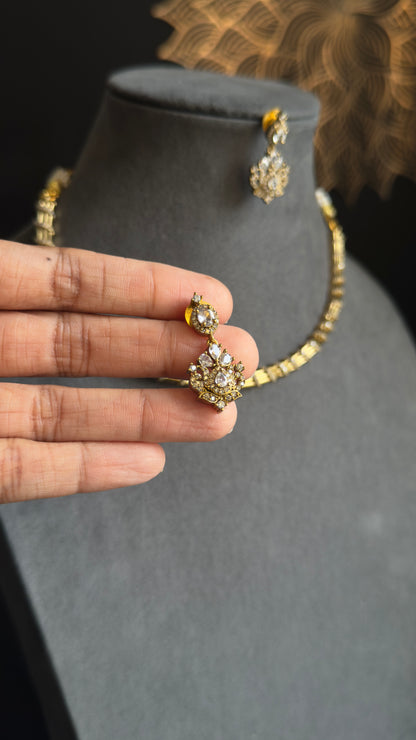 AD Hasli South Indian Jewelry Gold Necklace Set - FUSION