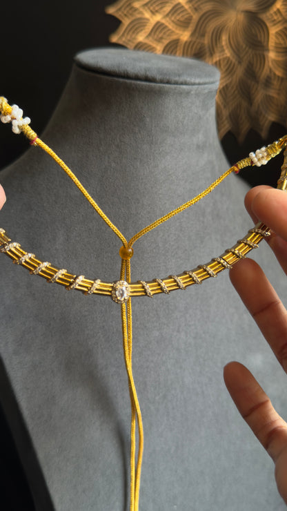 AD Hasli South Indian Jewelry Gold Necklace Set - FUSION