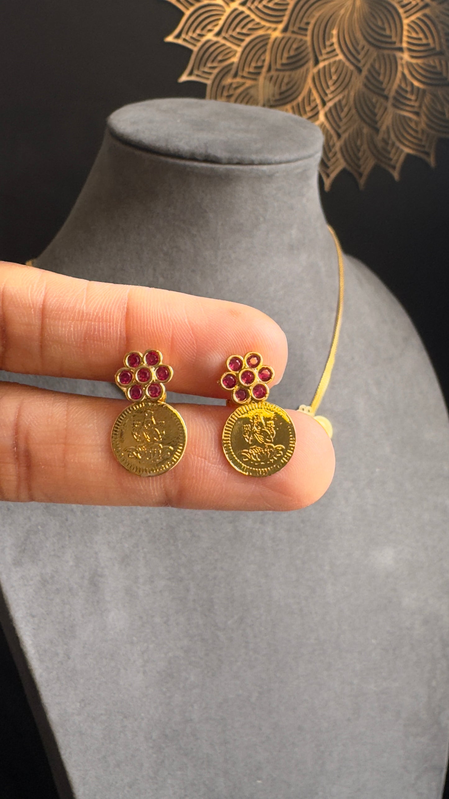 Goddess Lakshmi coin microgold Traditional South Indian Necklace set - TRADITIONAL
