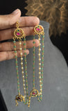 Jadau Unique bird Pearl Layer EarChain Kaan | South Indian Gold Maatal Ear Support - TRADITIONAL