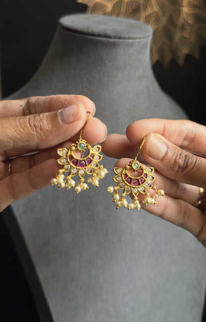 Hoop Style Gold plated South Indian Earrings -FUSION