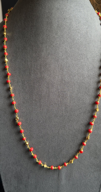 Pavazha mala 23.5ct MicroGold Impon  Coral Necklace - TRADITIONAL