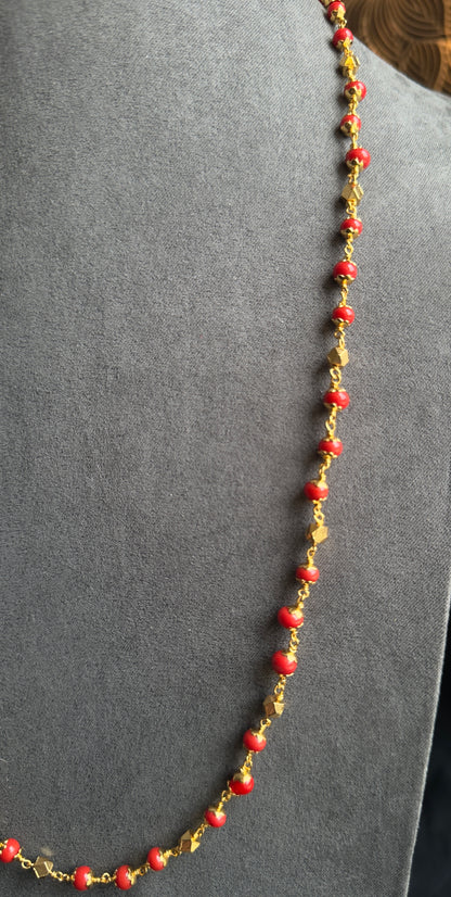 Pavazha mala 23.5ct MicroGold Impon  Coral Necklace - TRADITIONAL