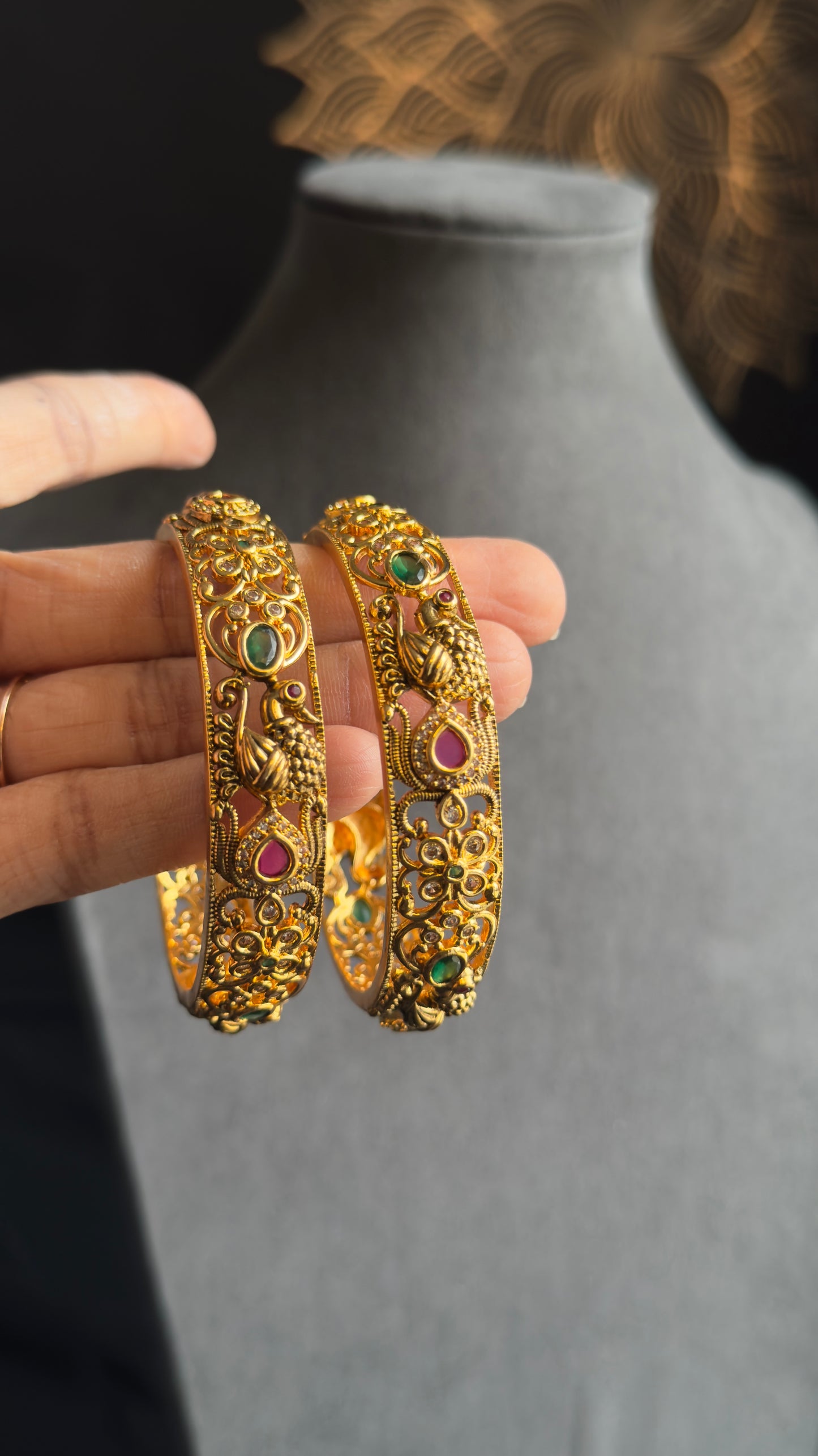 Lakhmi coin pair of kada Bangle Kemp Bangle South indian Jewelry Antique indian jewelry - TRADITIONAL