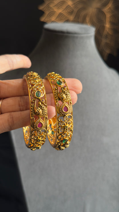 Lakhmi coin pair of kada Bangle Kemp Bangle South indian Jewelry Antique indian jewelry - TRADITIONAL